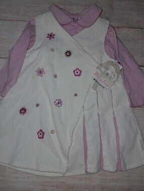 Nwt Mary Jane Buster Brown Baby Girls Embroidered Dress Set Size 12 Months